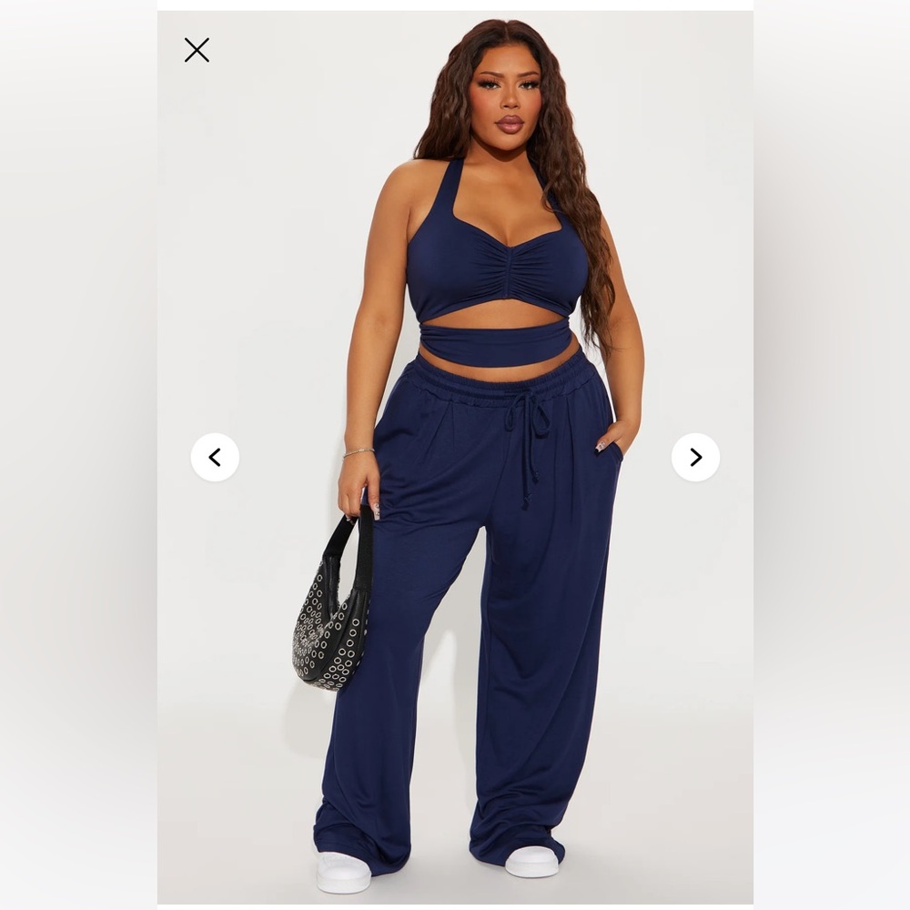 Fashion Nova Navy Blue Halter Pantsuit